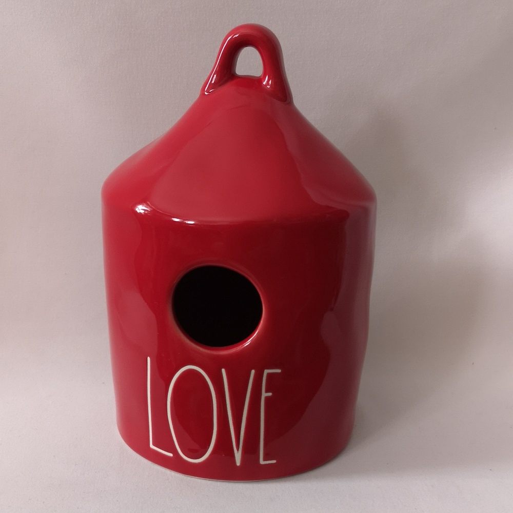 Large Red Ceramic Bird House w "Love" by Rae Dunn Artisan Collection by Magneta